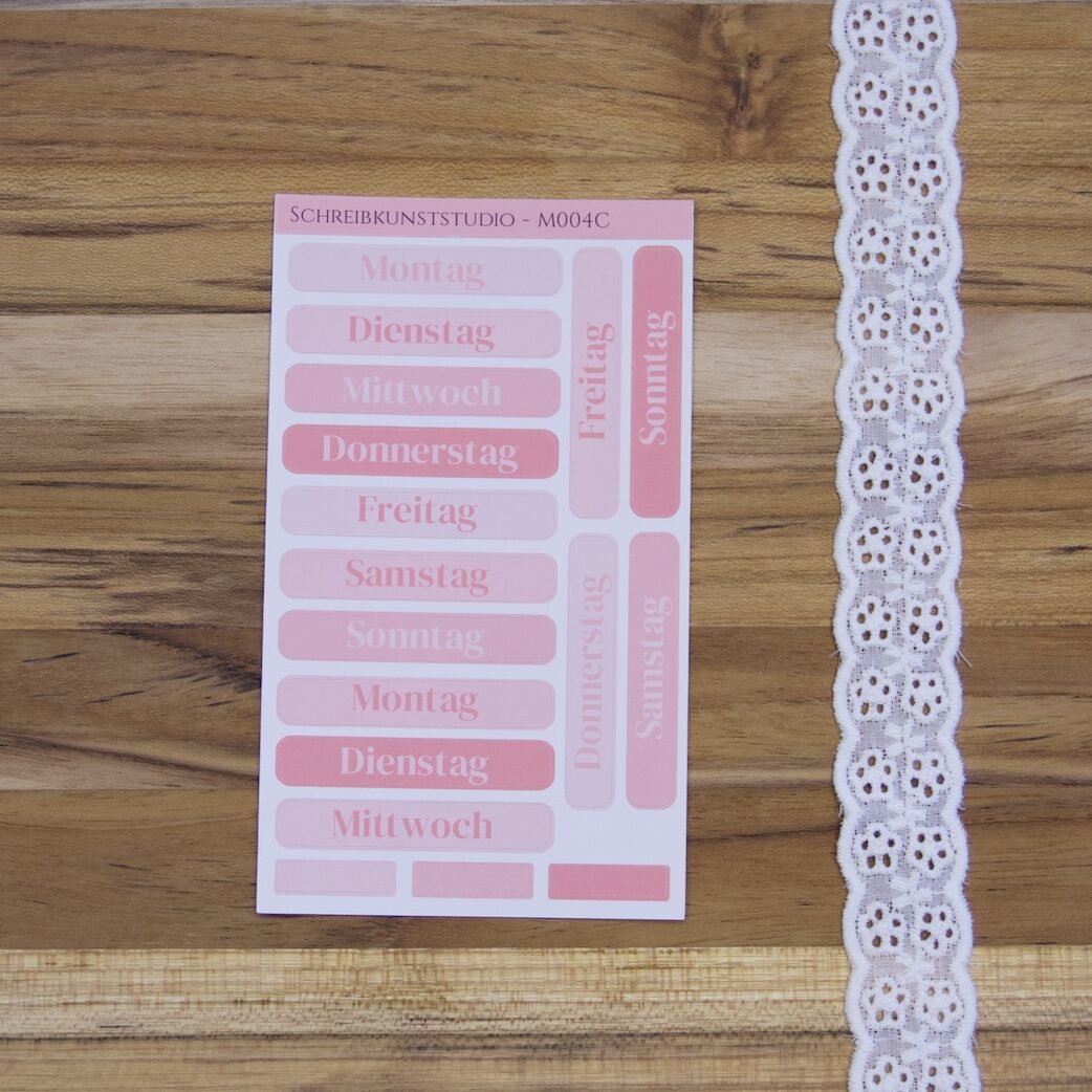 Tag für Tag. – Wochentag Sticker Sheet